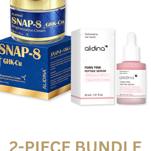 Relax & Refine Dermal Stack two-piece bundle: SNAP-8 GHK-Cu regenerative cream and PDRN Pink peptide serum